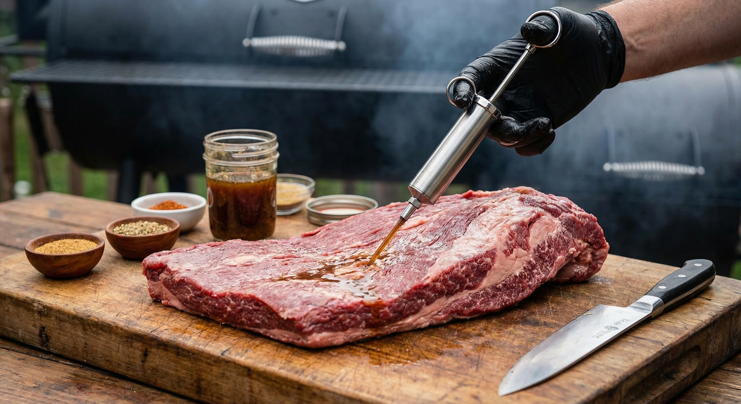 Cross-section comparison showing marinade surface penetration versus injection distribution